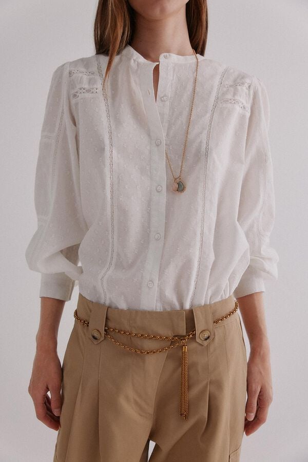Hoss Intropia Genevi&egrave;ve. Blusa rom&acirc;ntica Ecru