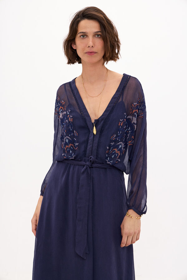 Hoss Intropia Vera. Vestido midi bordado Azul