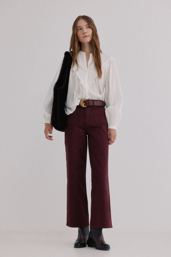 Hoss Intropia Bonnie. Vaqueros wide leg Granate