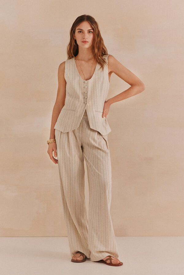 Hoss Intropia Enri. Chaleco rayas lurex Gris