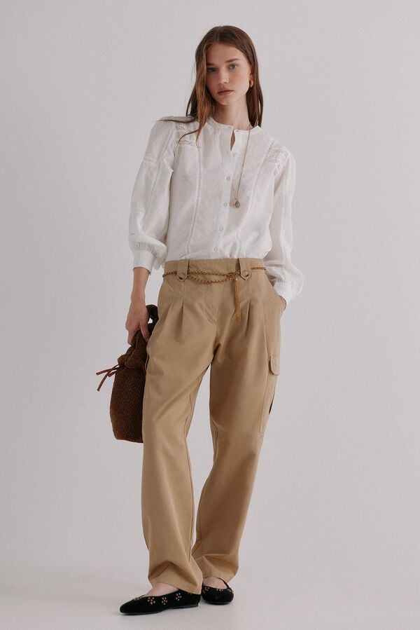 Hoss Intropia Genevi&egrave;ve. Blusa rom&acirc;ntica Ecru