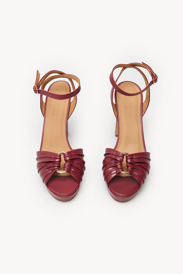 Hoss Intropia Marcela. Sandalia tac&oacute;n piel Granate