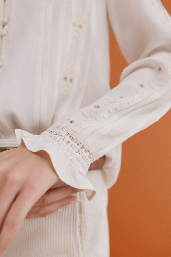 Hoss Intropia Covadonga. Blusa bordada Ecru
