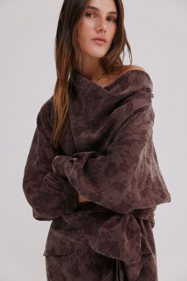 Hoss Intropia Agatha. Vestido jacquard Castanho