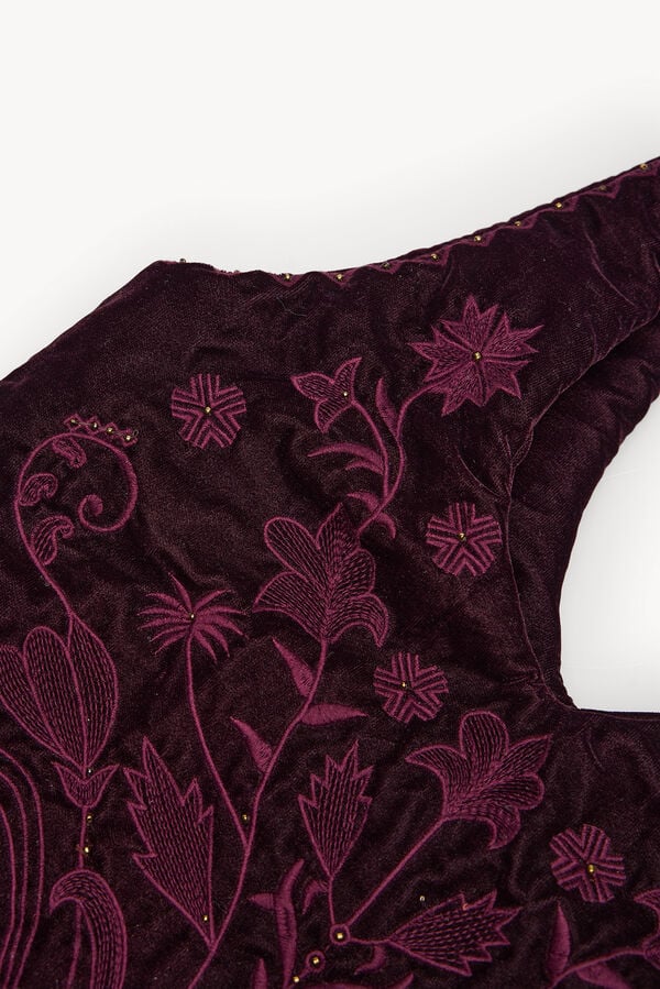 Hoss Intropia Nuria. Bolso hobo terciopelo bordado Granate