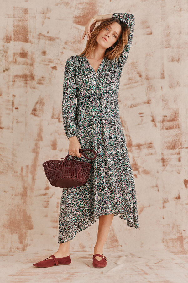 Hoss Intropia Ava. Vestido estampado. Estampado azul