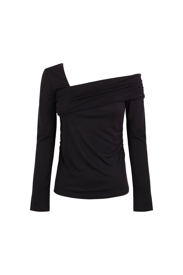 Hoss Intropia Magnolia. Top escote asim&eacute;trico Negro
