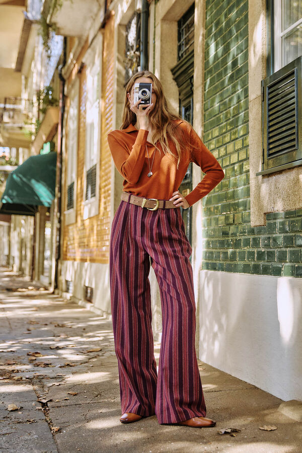 Hoss Intropia Pippa. Pantal&oacute;n a rayas Granate