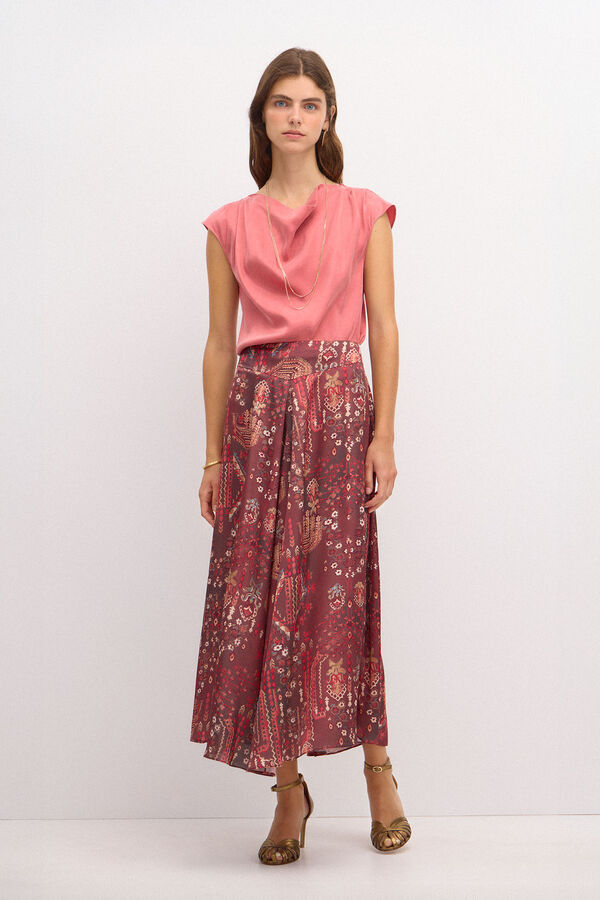 Hoss Intropia Carmen. Top tencel drapeado Coral