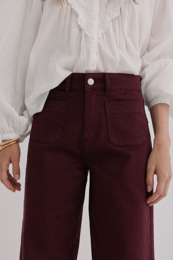 Hoss Intropia Bonnie. Vaqueros wide leg Granate