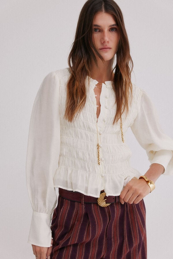 Hoss Intropia Camino. Blusa rom&aacute;ntica Marfil