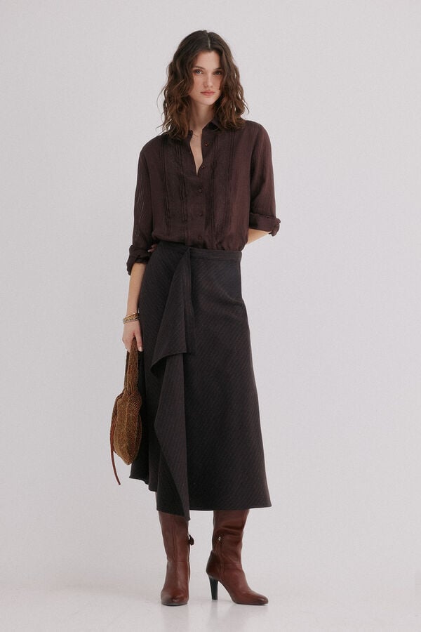 Hoss Intropia Rina. Falda a rayas Estampado Marron