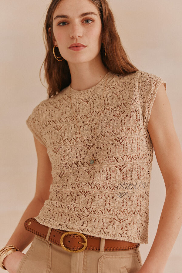 Hoss Intropia Susana. Camisola folhos Ecru