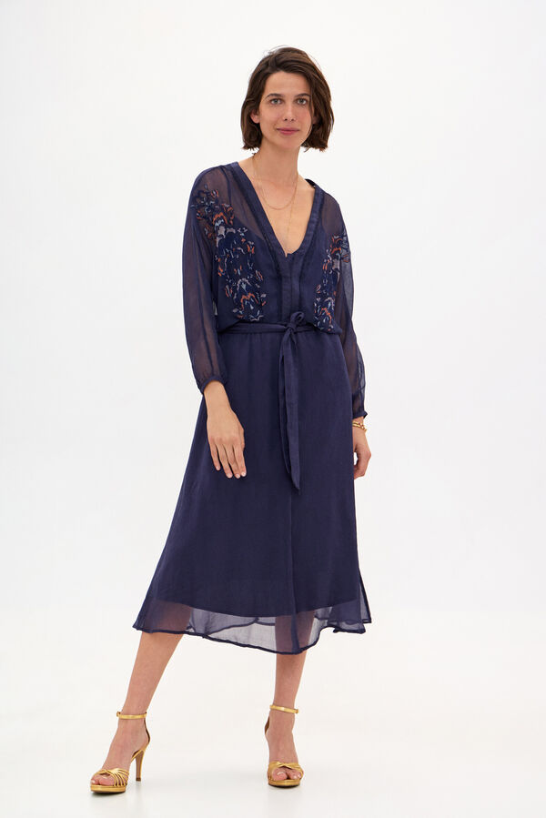Hoss Intropia Vera. Vestido midi bordado Azul