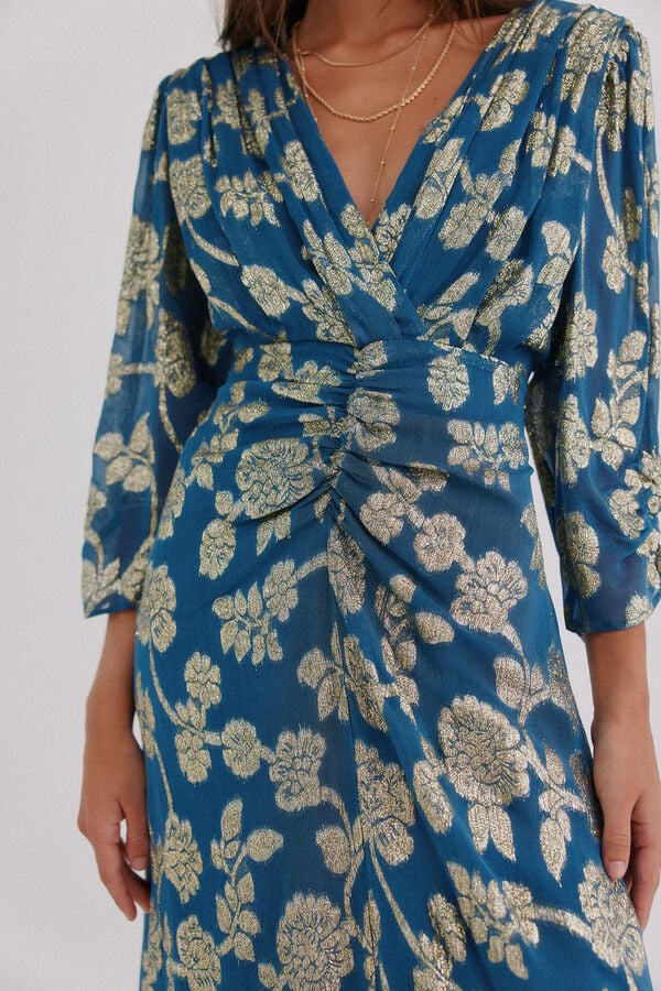 Hoss Intropia Amanda. Vestido jacquard Estampado azul