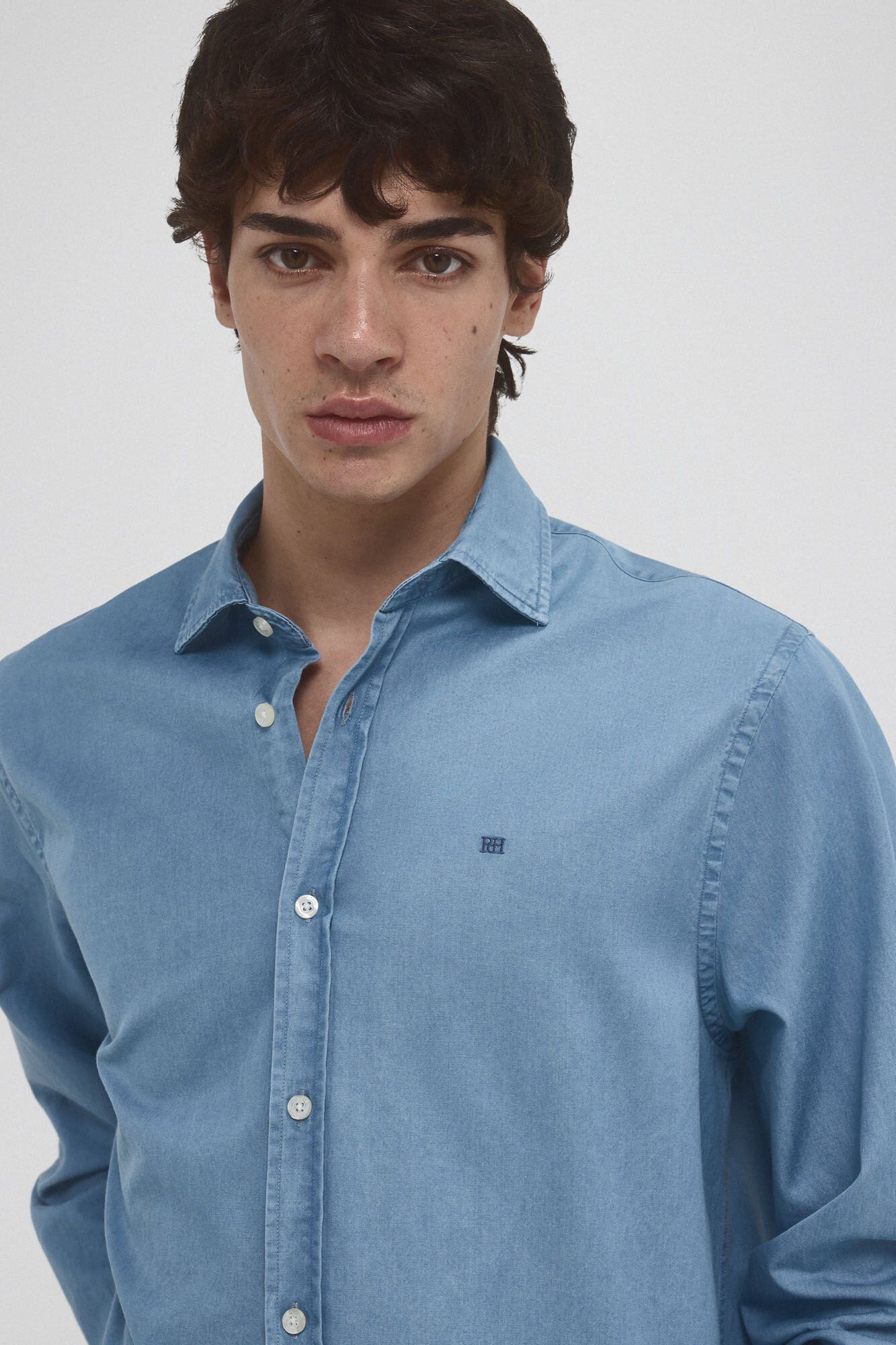 Pedro del Hierro Camisa denim de tecido italiano