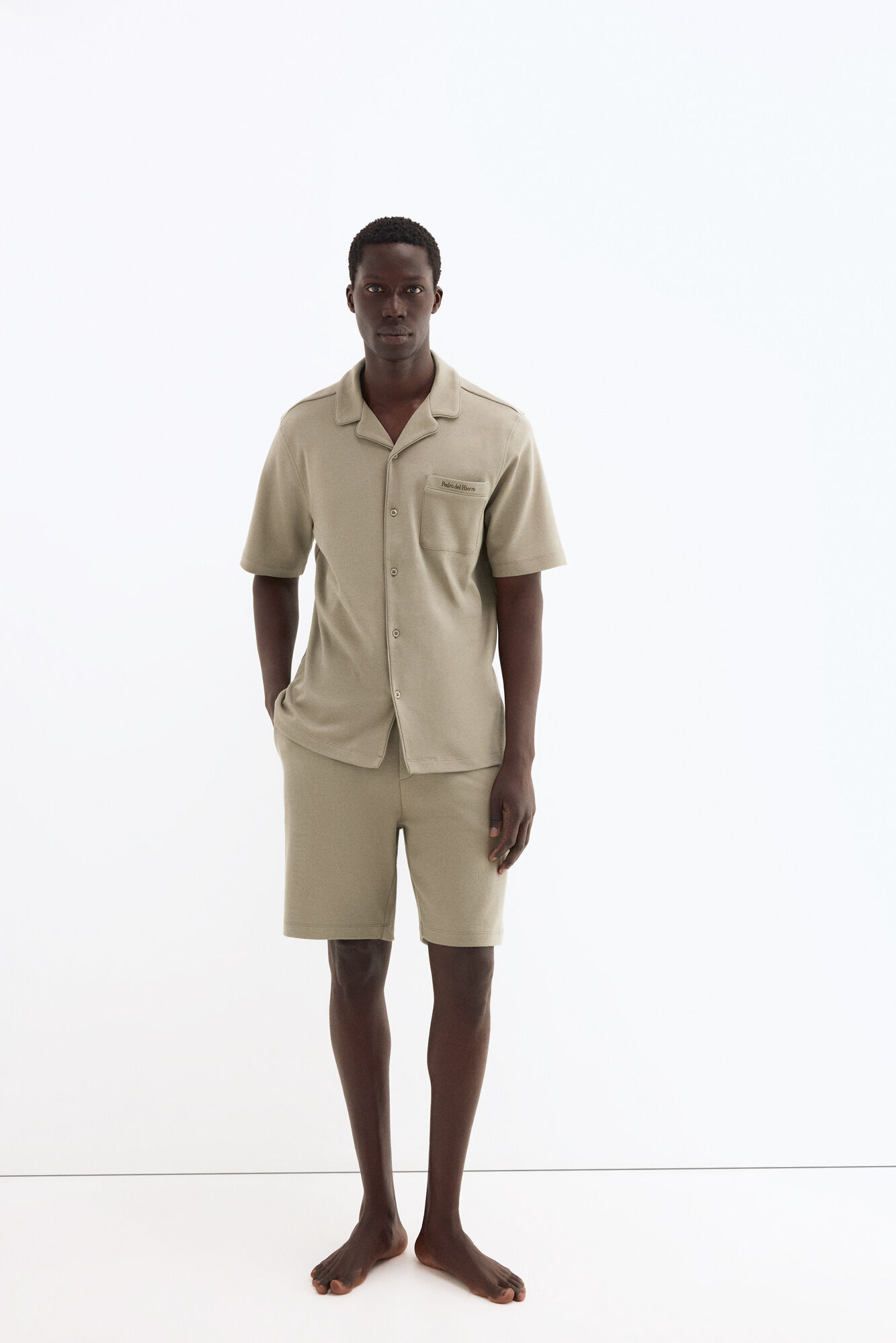 Pedro del Hierro Camisa de pijama de manga curta em algod&atilde;o espanhol
