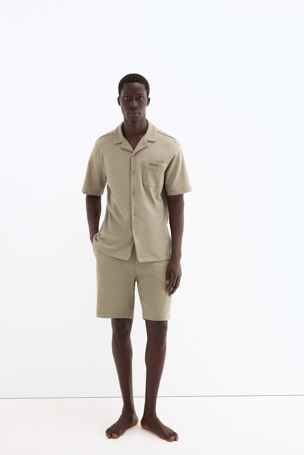 Pedro del Hierro Camisa de pijama de manga curta em algod&atilde;o espanhol Verde
