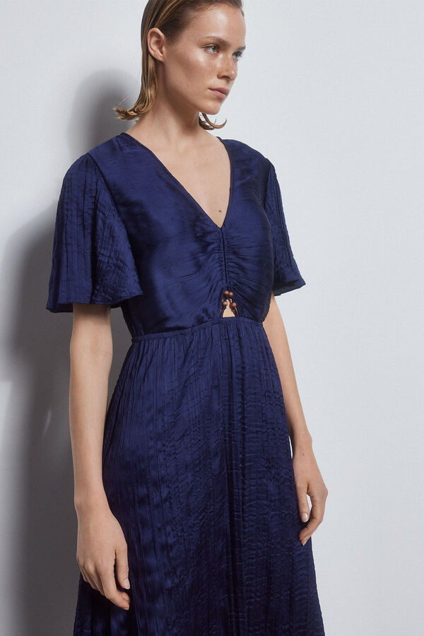 Pedro del Hierro Vestido plisado irregular Azul