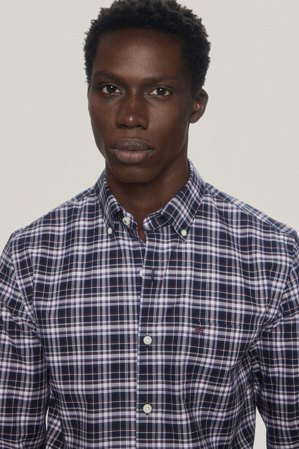 Pedro del Hierro Camisa cuadros non iron + antimanchas Azul