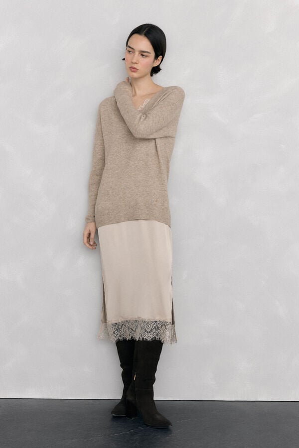 Pedro del Hierro Vestido de malha Beige