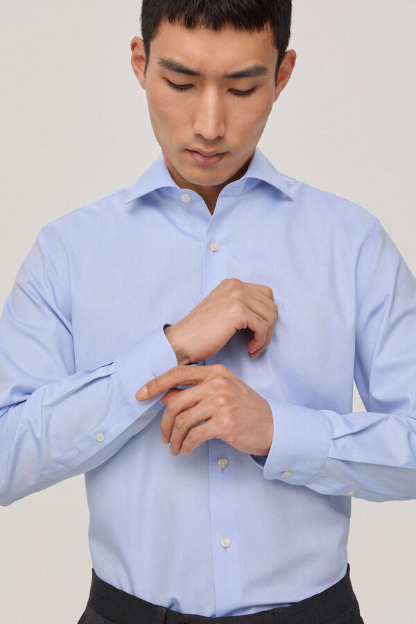 Pedro del Hierro Camisa vestir non iron y antimanchas lisa classic fit Azul