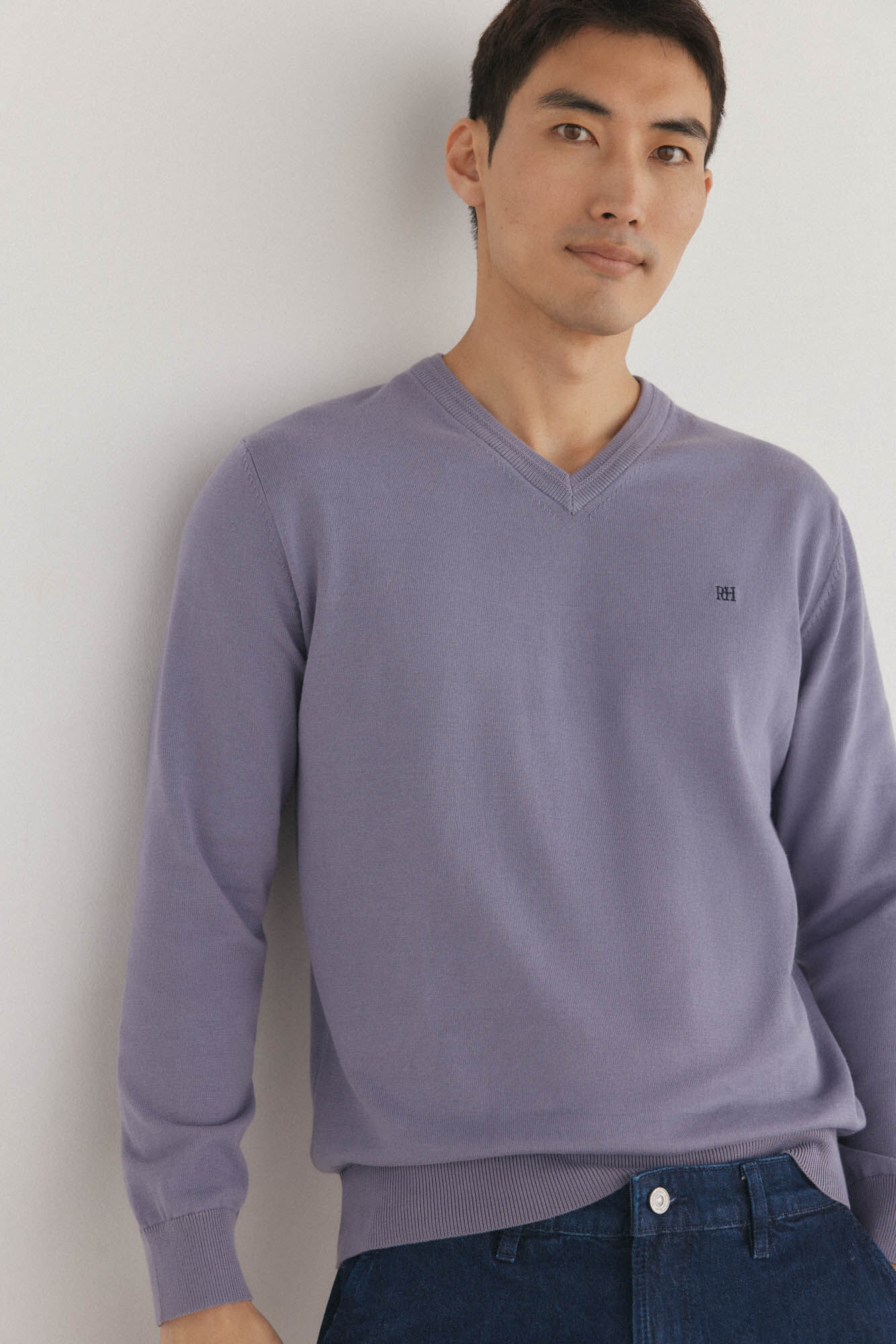 Pedro del Hierro Jersey punto fino algod&oacute;n premium cuello pico