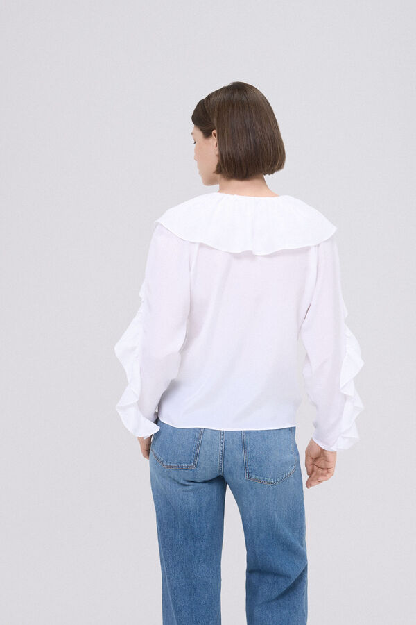 TFP by Tamara Falcó Blusa branca com folho Ecru