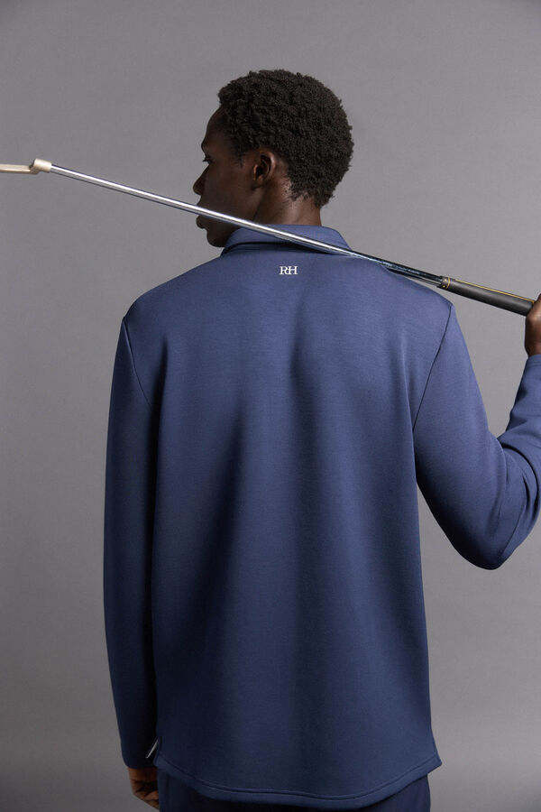 Pedro del Hierro Polo liso manga larga golf Azul
