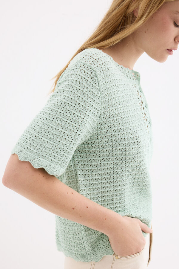 Pedro del Hierro Top de malha crochet Turquesa