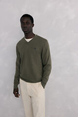 Pedro del Hierro Jersey cuello pico lana merino y cashmere Verde