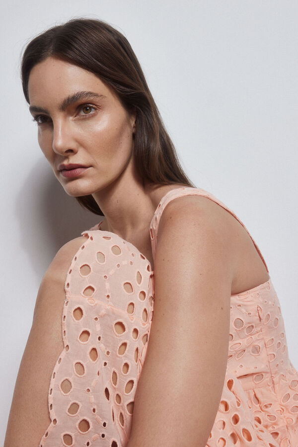 Pedro del Hierro Vestido algodon perforado Rosa