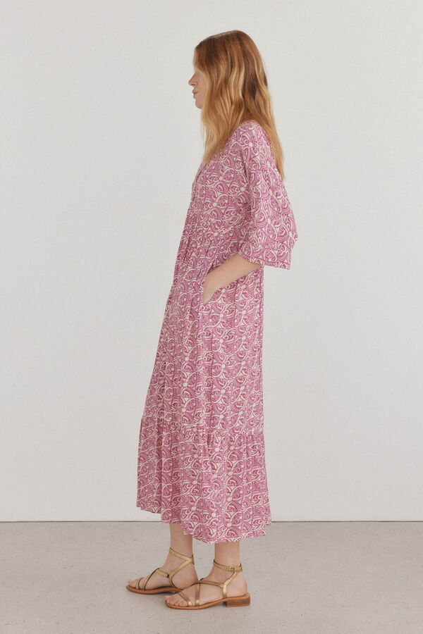 Pedro del Hierro Vestido tunica estampado Marr&oacute;n