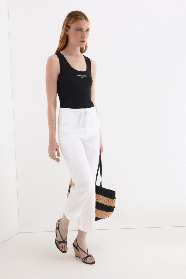 Pedro del Hierro Pantalones straight classic Blanco