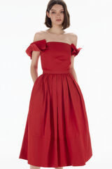 TFP by Tamara Falc&oacute; Saia midi de tafet&aacute; Vermelho