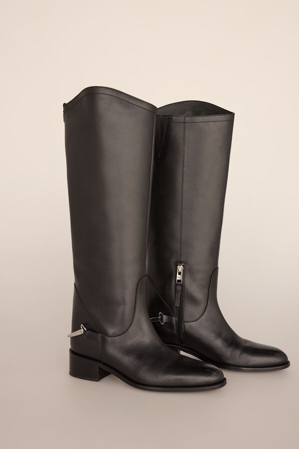 Pedro del Hierro Bota equestre com detalhe met&aacute;lico Preto