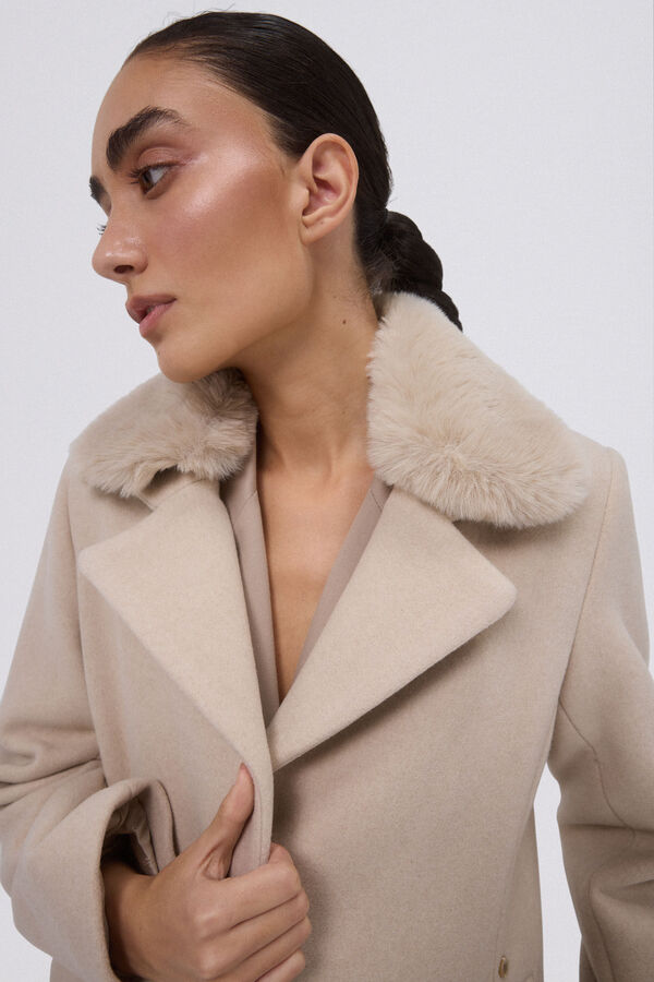 Pedro del Hierro Abrigo de pa&ntilde;o Beige