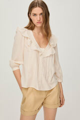Pedro del Hierro Blusa rom&aacute;ntica jaretas Crudo