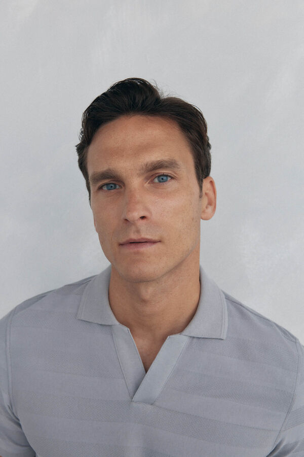 Pedro del Hierro Polo estrutura jacquard Cizento