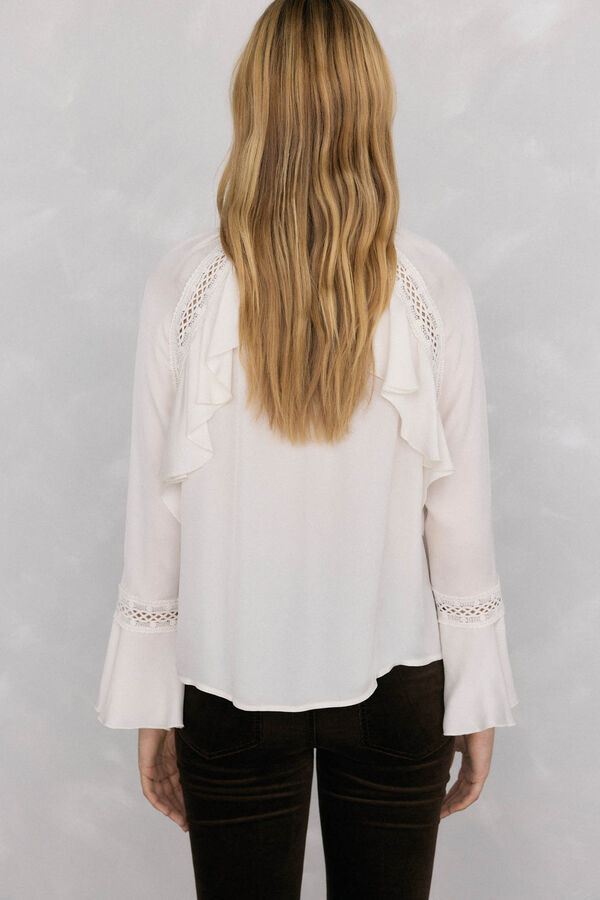 Pedro del Hierro Blusa de renda com babados Ecru