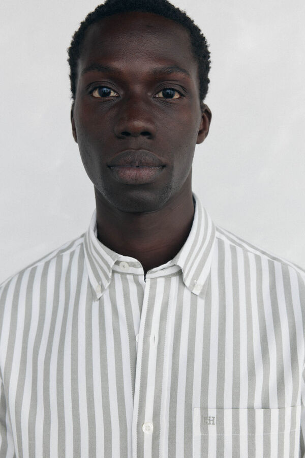 Pedro del Hierro Camisa Brushed Oxford rayas Verde