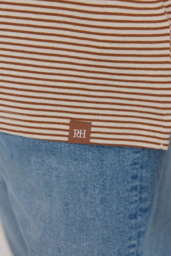 Pedro del Hierro Camiseta r&uacute;stica de rayas Marr&oacute;n