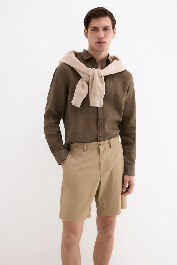Pedro del Hierro Bermuda estruturada Beige