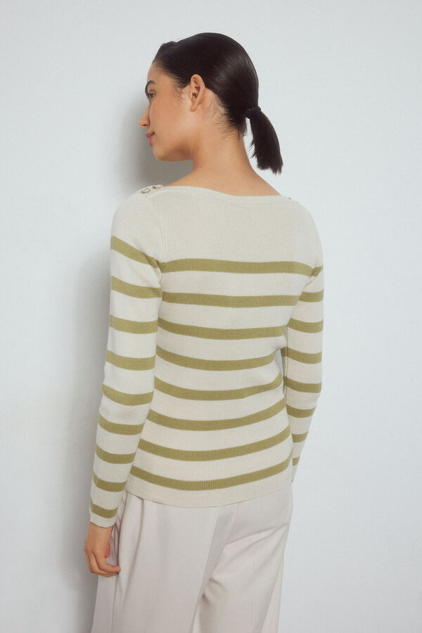 Pedro del Hierro Jersey de rayas canale botones Beige