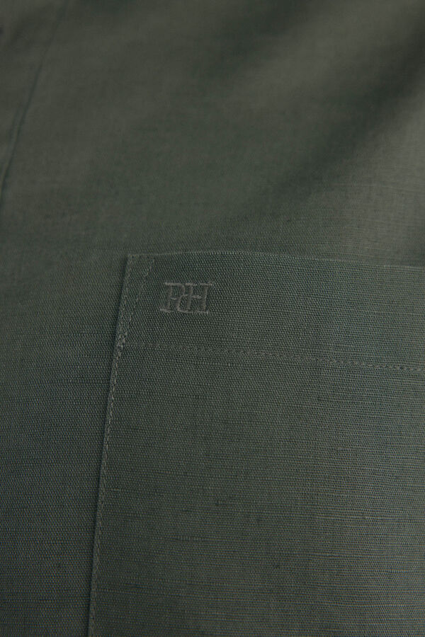 Pedro del Hierro Camiseta manga curta em tecido linho Verde