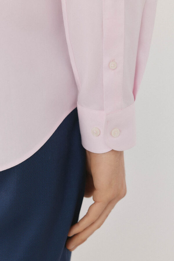 Pedro del Hierro Camisa social lisa que n&atilde;o pode ser passada a ferro + resistente a manchas Rosa