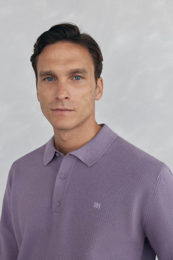 Pedro del Hierro malha estruturado de malha fina com gola polo  P&uacute;rpura