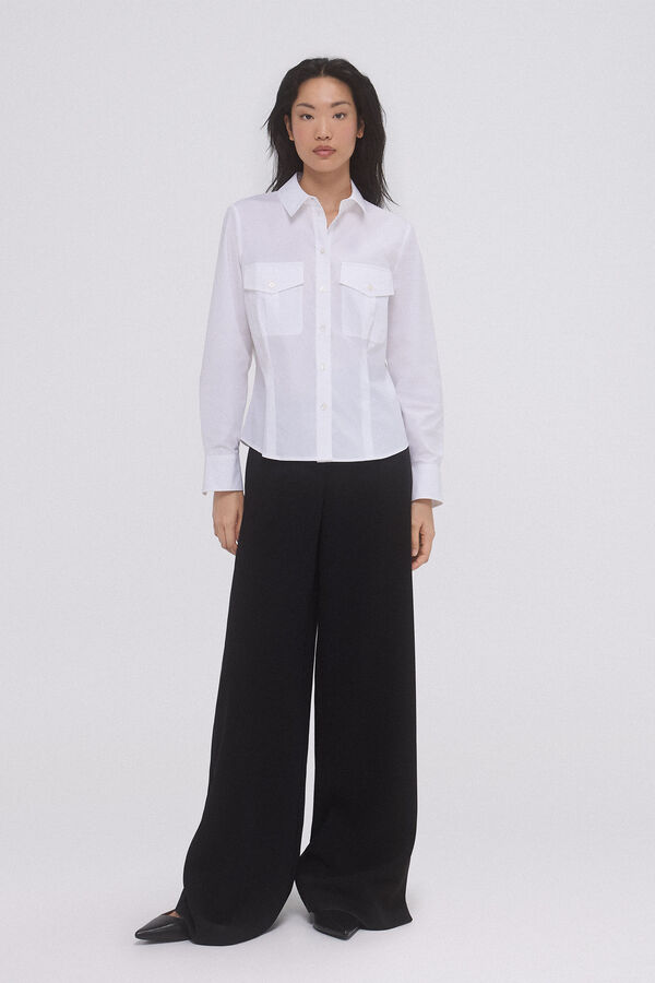 Pedro del Hierro Camisa de algod&atilde;o com bolsos Ecru