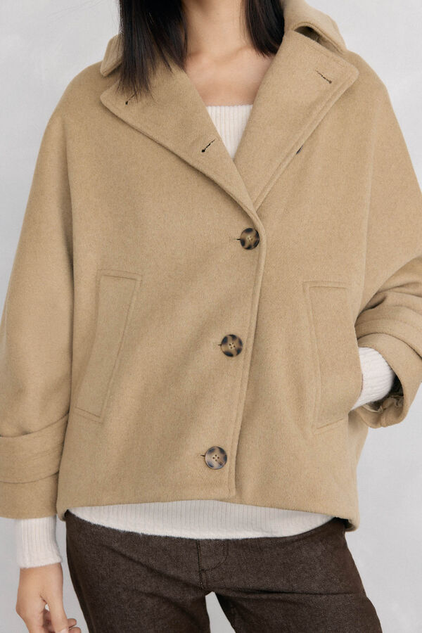 Pedro del Hierro Cazadora tipo capa capucha Beige