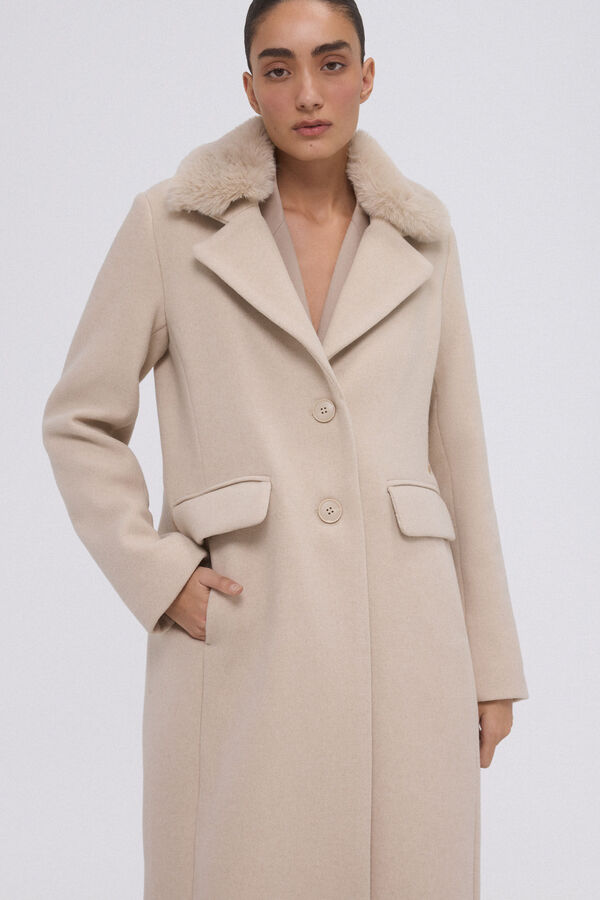 Pedro del Hierro Abrigo de pa&ntilde;o Beige